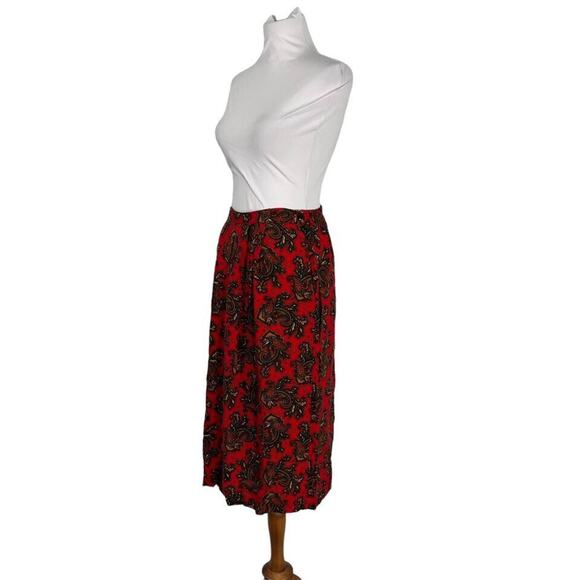 Vintage 1980s Dimanche Soft Red Paisley Skirt pockets M - Picture 7 of 9